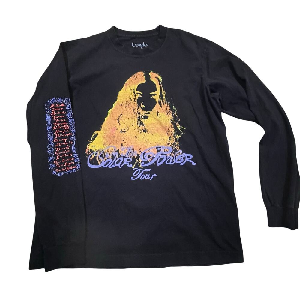 Lorde Solar Power‎ Tour Women Medium Long Sleeve Black Cities on Sleeve Abstract